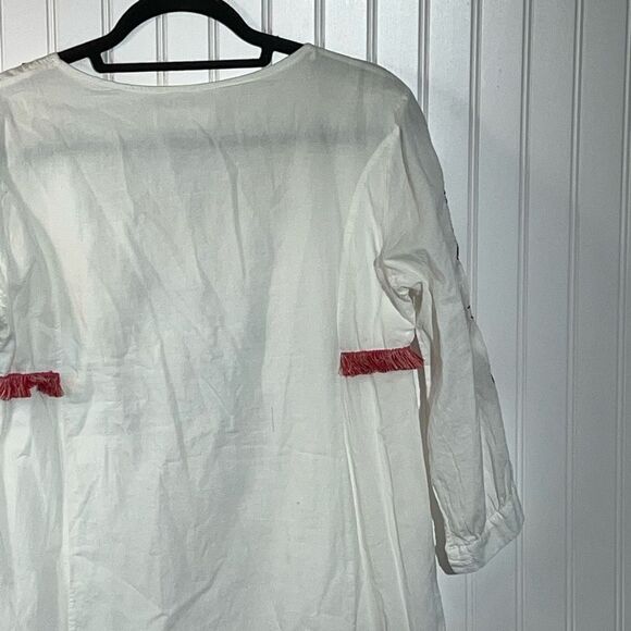 Shineflow Embroidered Pheasant Dress Women’s Medium White Multi Colored Lined - Picture 11 of 11